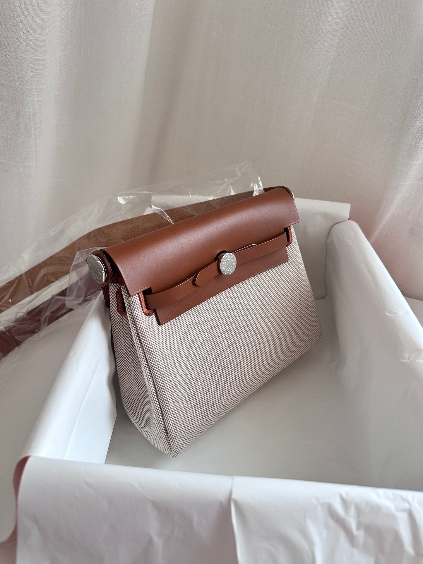 MINI HERBAG Ecru/Fauve PHW