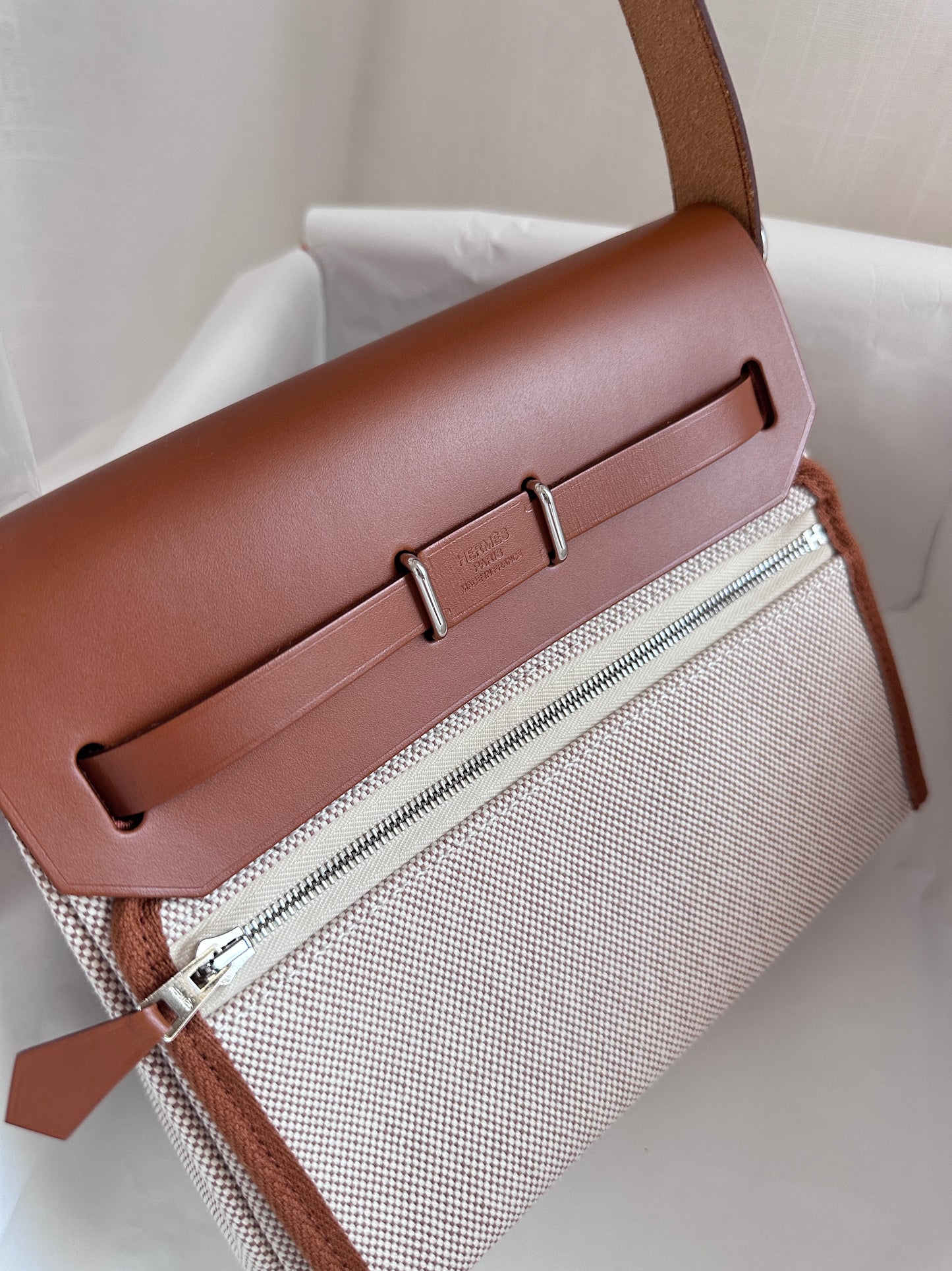 MINI HERBAG Ecru/Fauve PHW