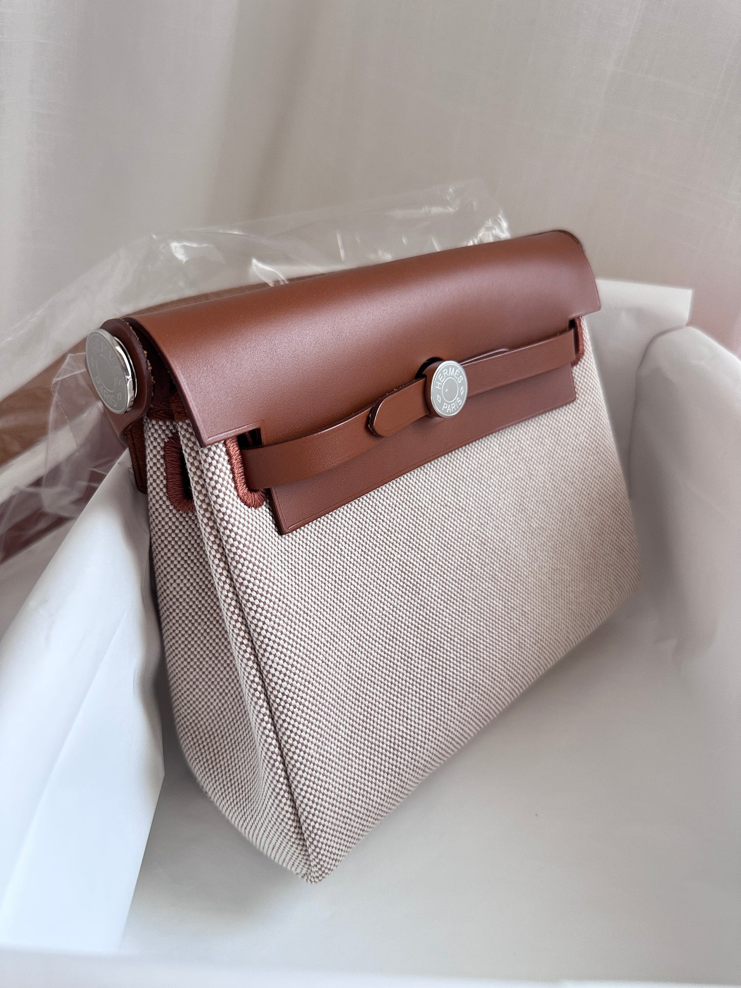 MINI HERBAG Ecru/Fauve PHW