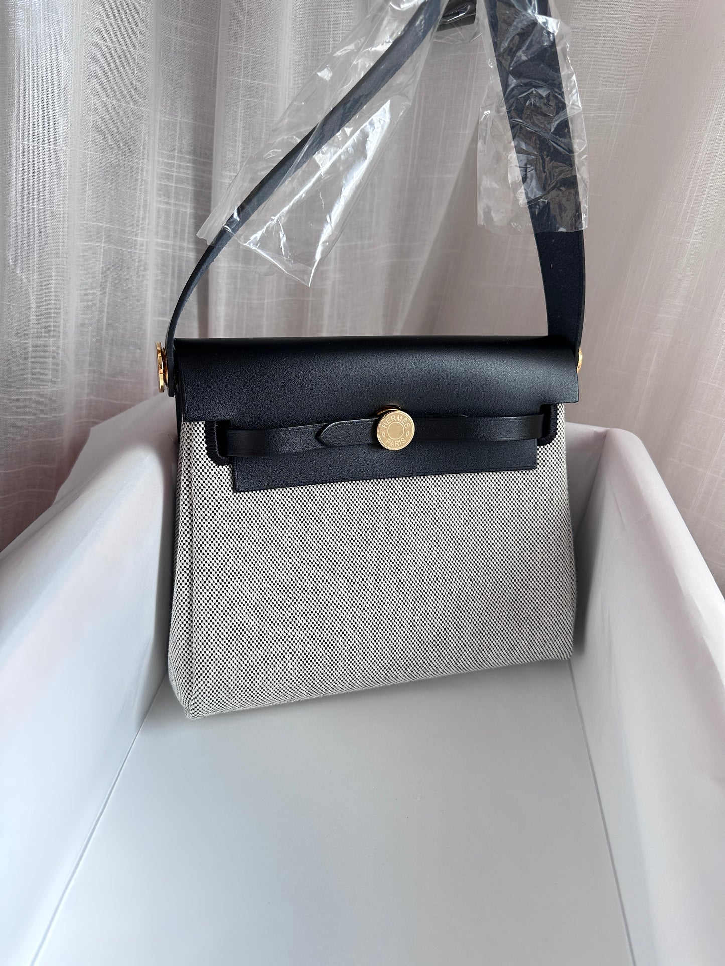 MINI HERBAG Ecru/Black GHW