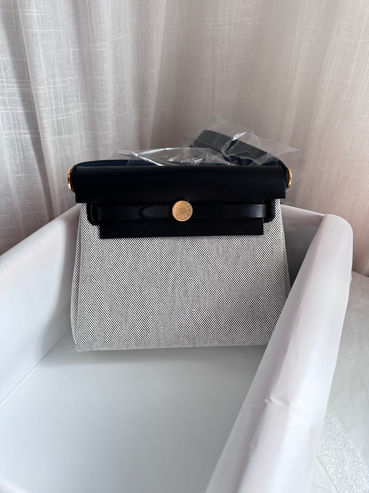 MINI HERBAG Ecru/Black GHW
