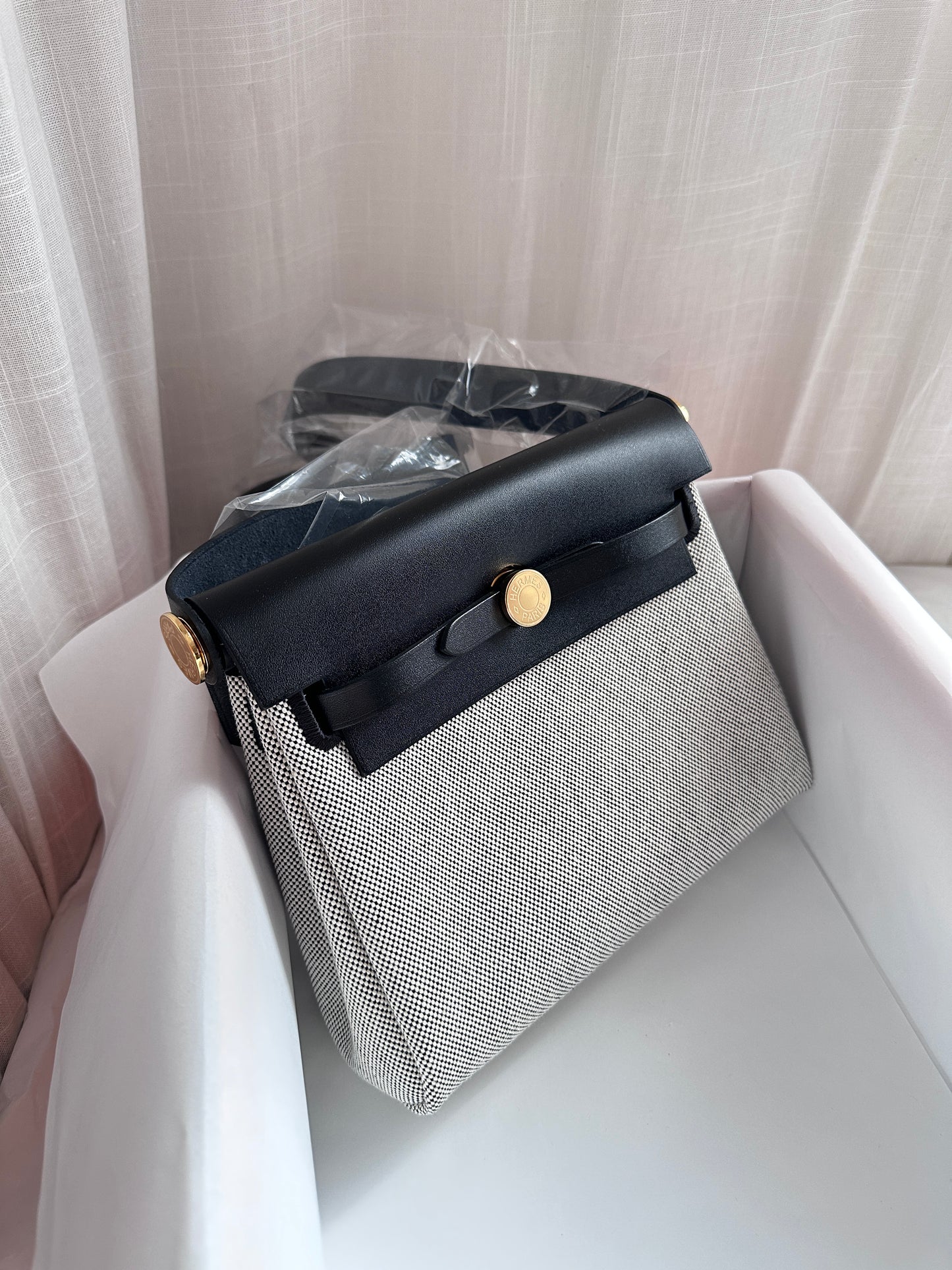 MINI HERBAG Ecru/Black GHW